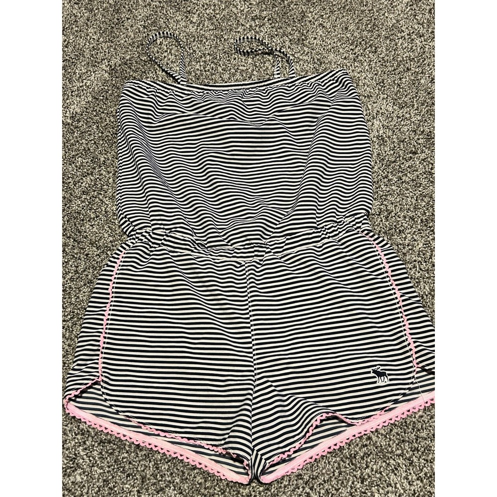 Abercrombie Kids Black and White Striped Swim Romper